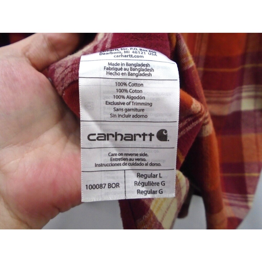 Carhartt Men’s Size Large Slim Fit Hubbard Flannel Shirt 100% Cotton 10087-B0R - Picture 9 of 9